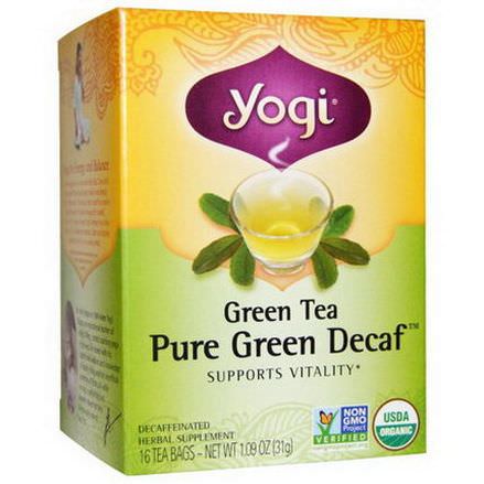 Yogi Tea, Green Tea, Pure Green Decaf, 16 Tea Bags 31g