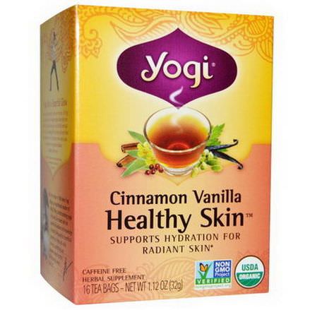 Yogi Tea, Healthy Skin, Caffeine Free, Cinnamon Vanilla, 16 Tea Bags 32g