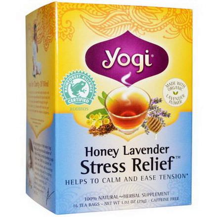 Yogi Tea, Honey Lavender Stress Relief, Caffeine Free, 16 Tea Bags 29g