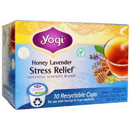 Yogi Tea, Honey Lavender, Stress Relief Tea, Caffeine Free, 10 Cups 2.8g Each