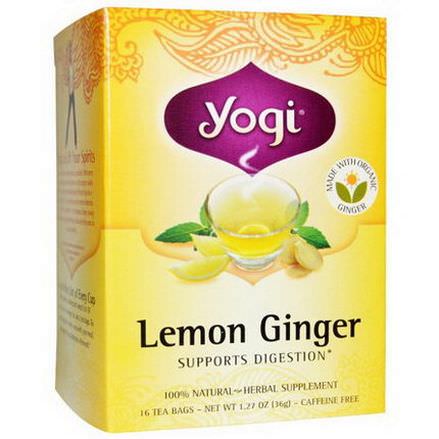 Yogi Tea, Lemon Ginger, Caffeine Free, 16 Tea Bags 36g