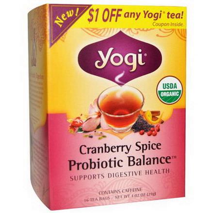 Yogi Tea, Organic Cranberry Spice Probiotic Balance, 16 Tea Bags 29g