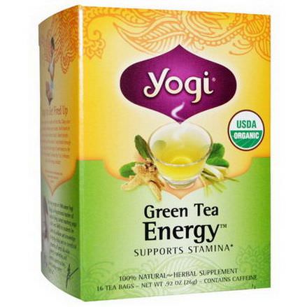 Yogi Tea, Organic Green Tea Energy, Caffeine, 16 Tea Bags 26g