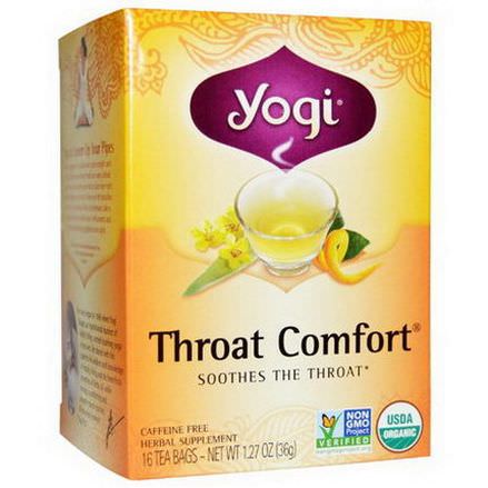 Yogi Tea, Organic, Throat Comfort, Caffeine Free, 16 Tea Bags 36g