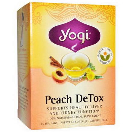Yogi Tea, Peach DeTox, Caffeine Free, 16 Tea Bags 32g