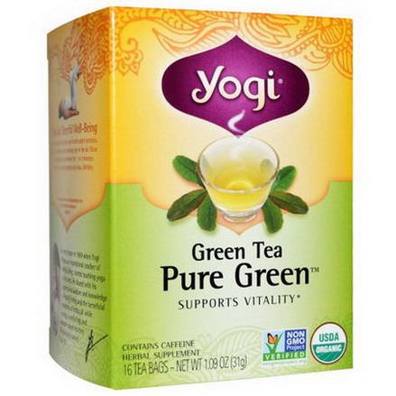 Yogi Tea, Pure Green, Green Tea, 16 Tea Bags 31g
