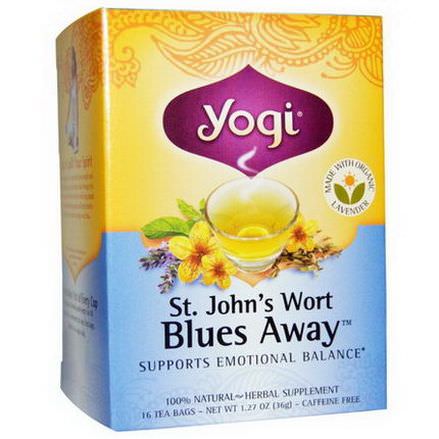 Yogi Tea, St. John's Wort, Blues Away, Caffeine Free, 16 Tea Bags 36g