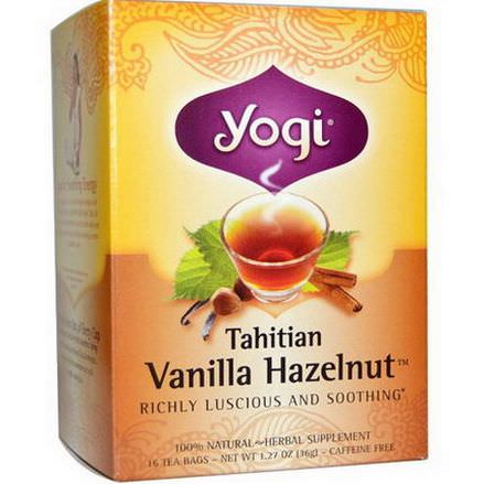 Yogi Tea, Tahitian Vanilla Hazelnut, Caffeine Free, 16 Tea Bags 36g