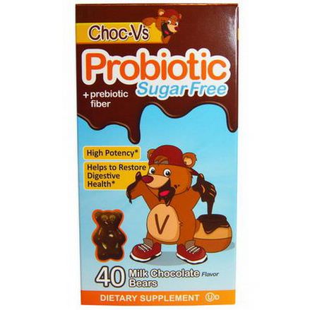 Yum-V's, Probiotic Prebiotic Fiber, Milk Chocolate, Sugar-Free, 40 Bears