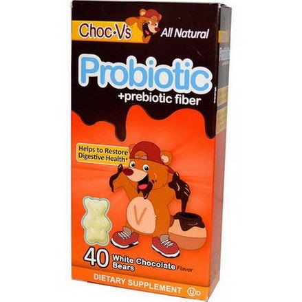 Yum-V's, Probiotic Prebiotic Fiber, White Chocolate Flavor, 40 Bears