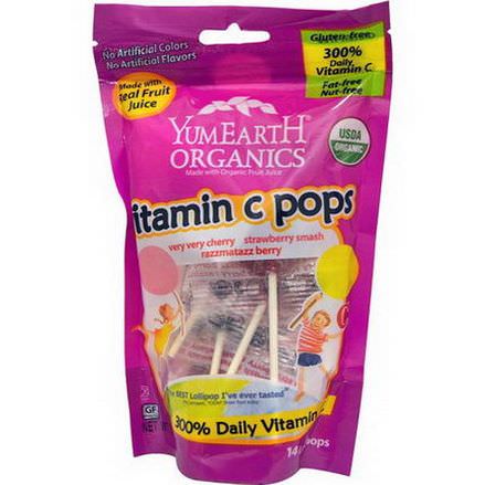 YumEarth, Organic, Vitamin C Pops, 14 Lollipops 85g Each