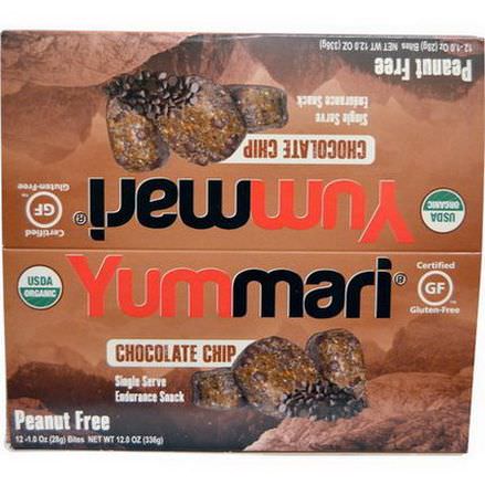 Yummari, LLC, Organic, Endurance Snack, Chocolate Chip, 12 Bites 28g Each