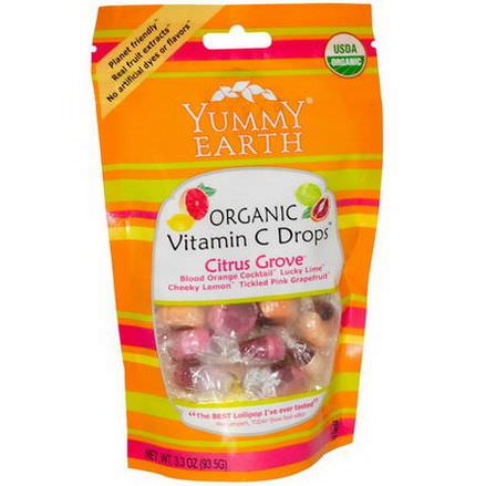 YumEarth, Organic Vitamin C Drops, Citrus Grove 93.5g