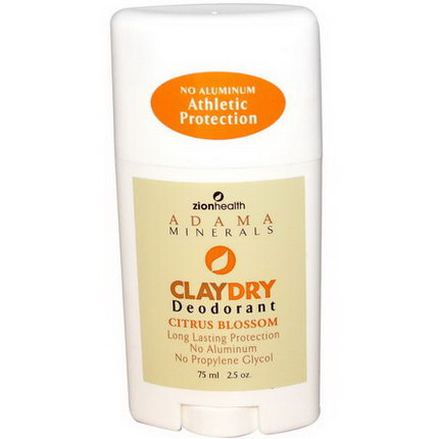 Zion Health, Adama Minerals, Clay Dry Deodorant, Citrus Blossom 75ml