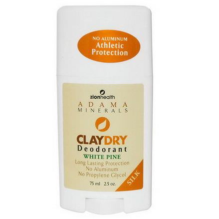 Zion Health, Adama Minerals, Clay Dry Deodorant, White Pine 75ml