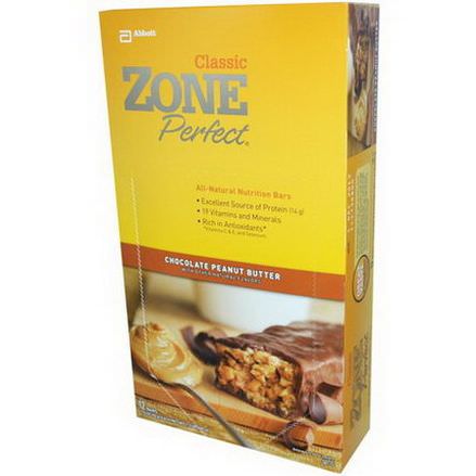 ZonePerfect, Classic, All-Natural Nutrition Bars, Chocolate Peanut Butter, 12 Bars 50g Each