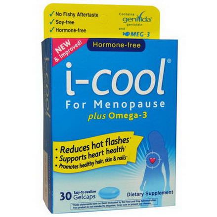 i-Cool, i-Cool, For Menopause Plus Omega-3, 30 Easy-to-Swallow Gelcaps