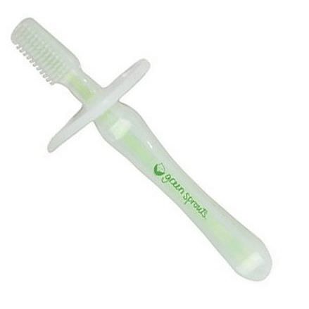 iPlay Inc. Green Sprouts, Baby Silicone Toothbrush, 3-12 Months