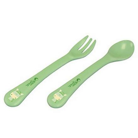 iPlay Inc. Green Sprouts, Cornstarch Fork&Spoon, 12+ Months, 1 Fork/1 Spoon
