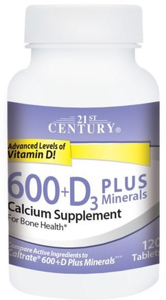600+D3 Plus Minerals, 120 Tablets by 21st Century-Kosttillskott, Mineraler, Kalcium Vitamin D