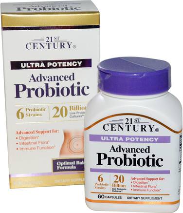 Advanced Probiotic, Ultra Potency, 60 Capsules by 21st Century-Kosttillskott, Probiotika, Stabiliserade Probiotika