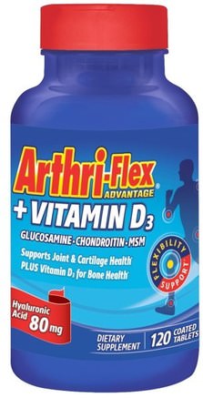 Arthri-Flex Advantage, + Vitamin D3, 120 Coated Tablets by 21st Century-Kosttillskott, Glukosamin, Hälsa, Ben, Osteoporos, Gemensam Hälsa