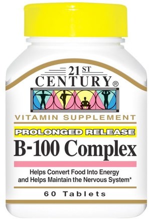 B-100 Complex, Prolonged Release, 60 Tablets by 21st Century-Vitaminer, Vitamin B-Komplex, Vitamin B-Komplex 100