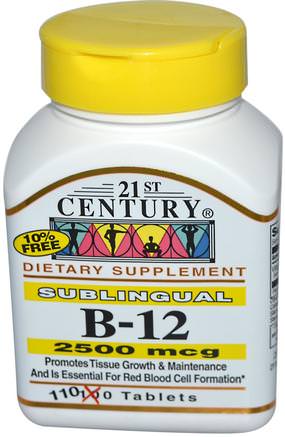 B-12, 2500 mcg, 110 Tablets by 21st Century-Vitaminer, Vitamin B, Vitamin B12