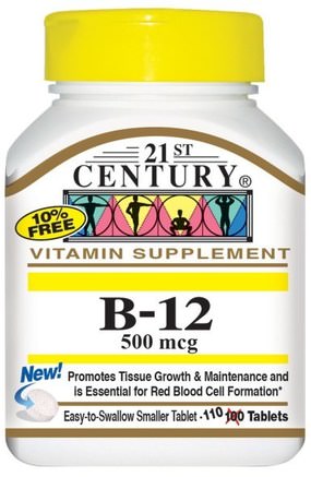 B-12, 500 mcg, 110 Tablets by 21st Century-Vitaminer, Vitamin B, Vitamin B12