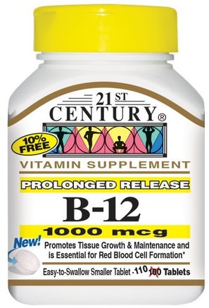 B-12, Prolonged Release, 1000 mcg, 110 Tablets by 21st Century-Vitaminer, Vitamin B, Vitamin B12