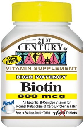Biotin, High Potency, 800 mcg, 110 Tablets by 21st Century-Vitaminer, Vitamin B, Biotin