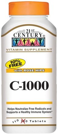 C-1000, with Rose Hips, 110 Tablets by 21st Century-Vitaminer, Vitamin C
