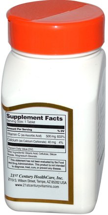 C-500, Prolonged Release, 110 Tablets by 21st Century-Vitaminer, Vitamin C