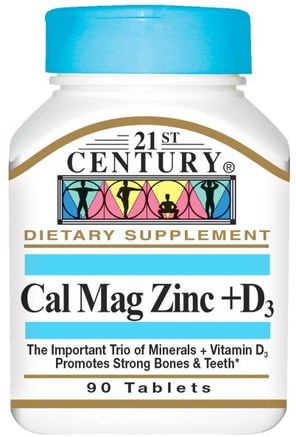 Cal Mag Zinc + D3, 90 Tablets by 21st Century-Kosttillskott, Mineraler, Kalcium Och Magnesium