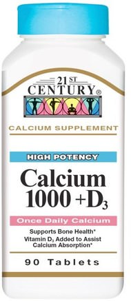 Calcium 1000 + D3, 90 Tablets by 21st Century-Kosttillskott, Mineraler, Kalcium Vitamin D