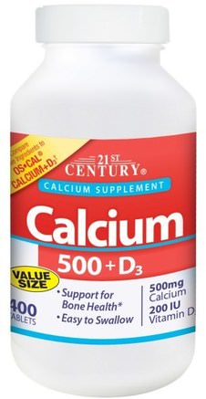 Calcium 500 + D3, 400 Caplets by 21st Century-Kosttillskott, Mineraler, Kalcium Vitamin D