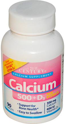 Calcium 500 + D3 Plus Extra D3, 90 Tablets by 21st Century-Kosttillskott, Mineraler, Kalcium Vitamin D