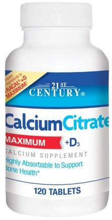 Calcium Citrate Maximum + D3, 120 Tablets by 21st Century-Kosttillskott, Mineraler, Kalciumcitrat, Kalcium Vitamin D
