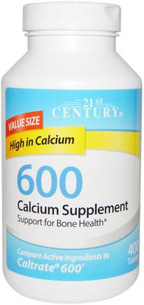 Calcium Supplement 600, 400 Tablets by 21st Century-Kosttillskott, Mineraler, Kalciumkarbonat