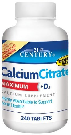 CalciumCitrate, Maximum, +D3, 240 Tablets by 21st Century-Kosttillskott, Mineraler, Kalciumcitrat