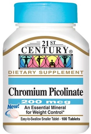 Chromium Picolinate, 200 mcg, 100 Tablets by 21st Century-Kosttillskott, Mineraler, Krompikolinat