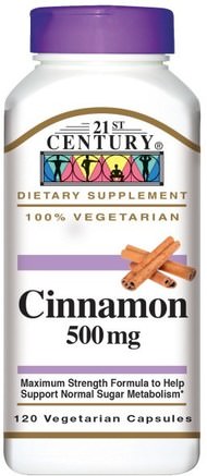 Cinnamon, 500 mg, 120 Veggie Caps by 21st Century-Örter, Kanel Extrakt