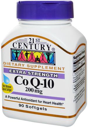 Co Q-10, 200 mg, 90 Softgels by 21st Century-Kosttillskott, Koenzym Q10, Coq10 200 Mg