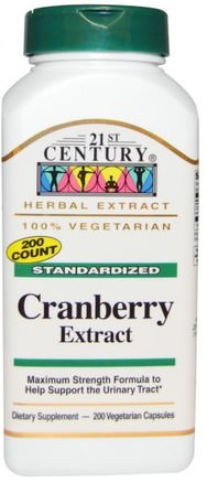 Cranberry Extract, Standardized, 200 Veggie Caps by 21st Century-Örter, Tranbärsjuicextrakt