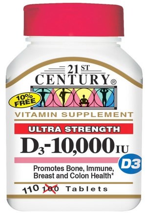 D3, 10.000 IU, 110 Tablets by 21st Century-Vitaminer, Vitamin D3