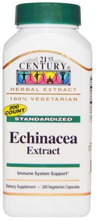 Echinacea Extract, 200 Veggie Caps by 21st Century-Kosttillskott, Antibiotika, Tabletter Av Echinacea Kapslar