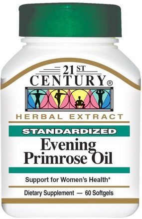 Evening Primrose Oil, Standardized, 60 Softgels by 21st Century-Kosttillskott, Efa Omega 3 6 9 (Epa Dha), Kvicksilverolja, Mjölkgeler För Kvälls Primrosolja