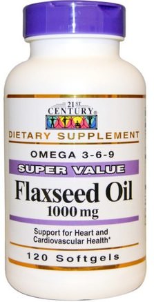 Flaxseed Oil, 1000 mg, 120 Softgels by 21st Century-Kosttillskott, Linfrö