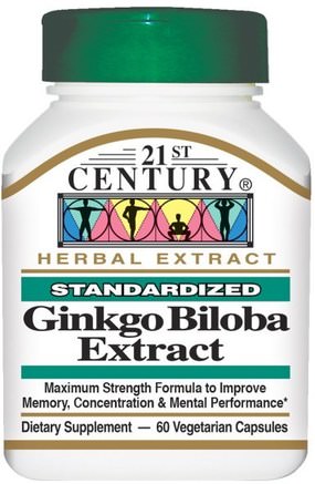 Ginkgo Biloba Extract, Standardized, 60 Veggie Caps by 21st Century-Örter, Ginkgo Biloba