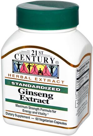 Ginseng Extract, 60 Veggie Caps by 21st Century-Kosttillskott, Adaptogen, Kall Influensa Och Viral Ginseng
